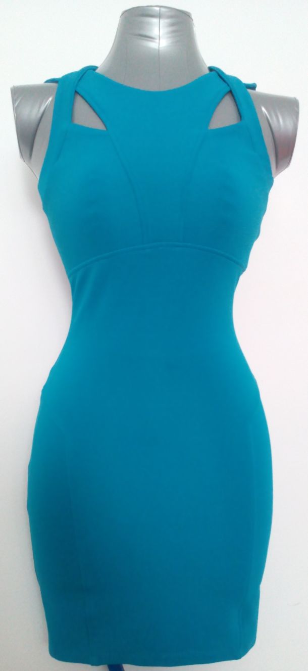 ASOS Love Blue Sleeveless Zipper Back Bandage Bodycon Office Mini Dress