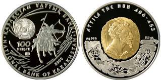 Attila kazakh 100 Tenge silver coin