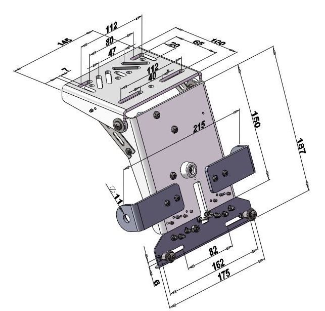 Universal Motorcycle License Plate Flipper dimensions